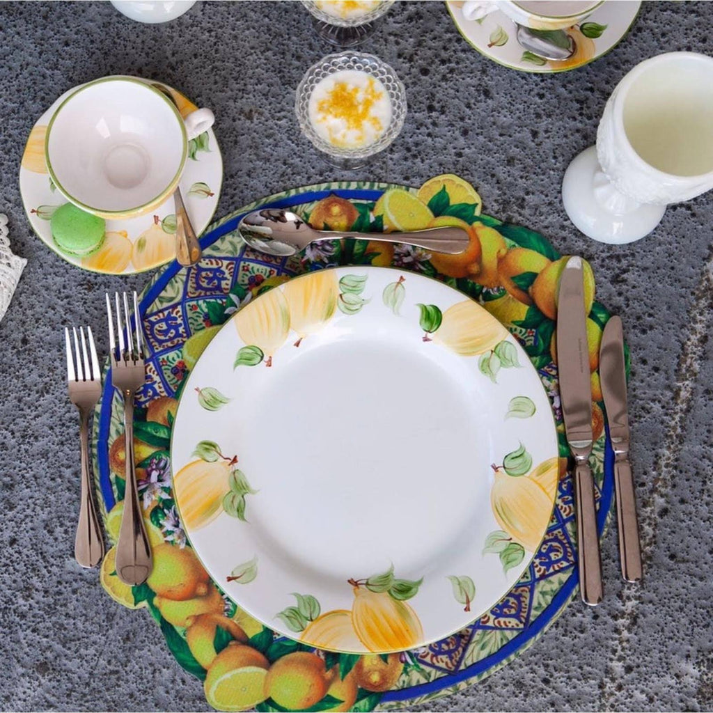 Blue & Yellow Round Polyester Placemat (Set of 2) Y998097
