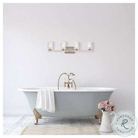 4 Lights Bath Sconce in Stain Nickel with Clear Shade L64887