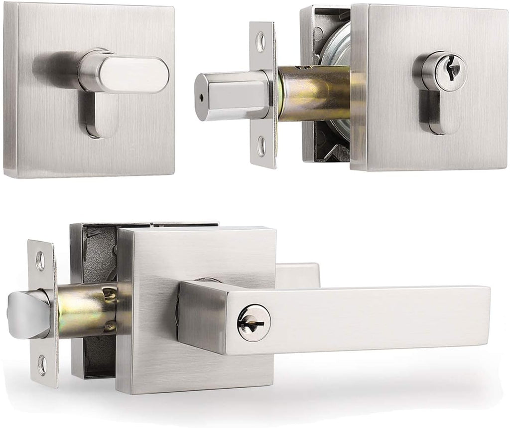 7 Pack Satin Nickel Square Reversible Passage Door Lever V409314