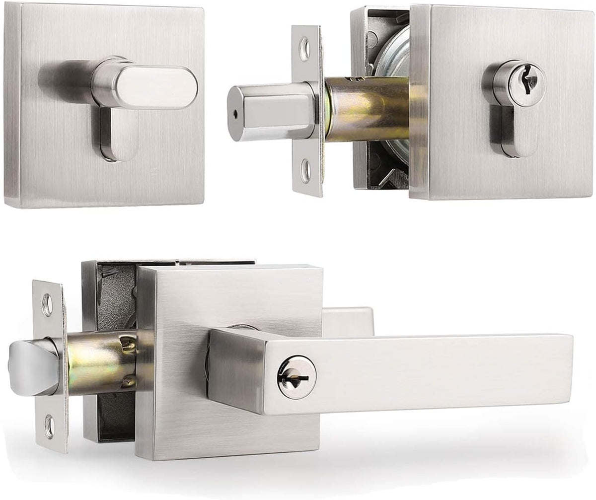 7 Pack Satin Nickel Square Reversible Passage Door Lever V409314
