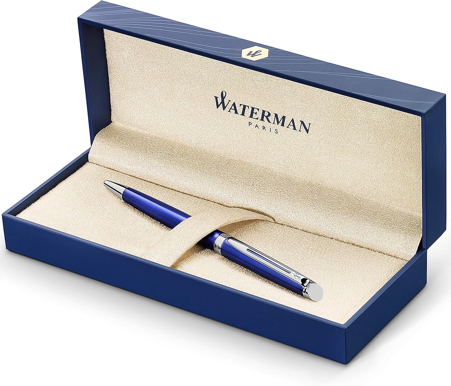 Stainless Steel Ballpoint Pen with Chrome Trim, Medium Point, Blue Ink Cartridge, Pack of 2 E94748