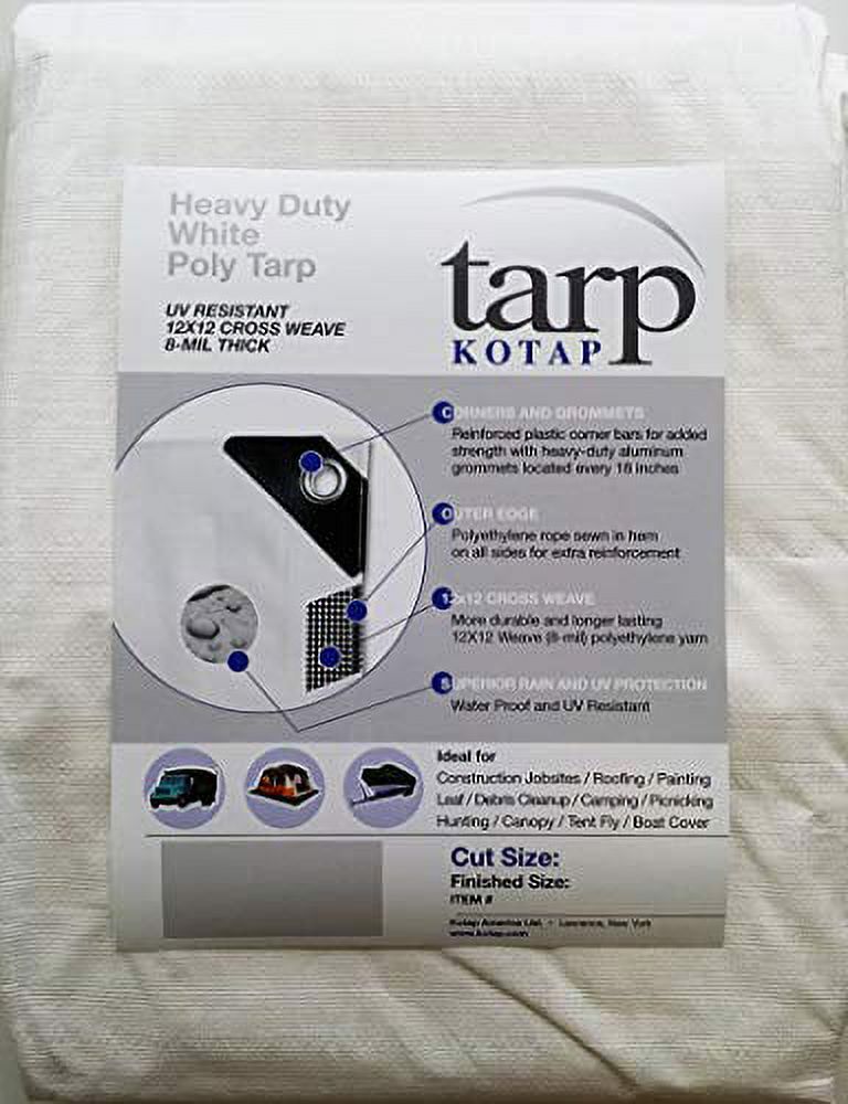 White 30-ft x 30-ft Heavy-Duty 8-mil Poly Tarp Y5536