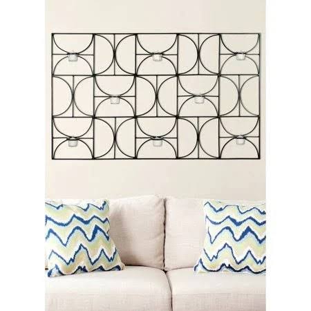 Black 8-Votive Candle Rectangular Wall Decor N568718