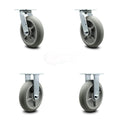 8 Inch Gray Non-Marking Thermoplastic Rubber Swivel Caster with Bolt-On Swivel Lock X576