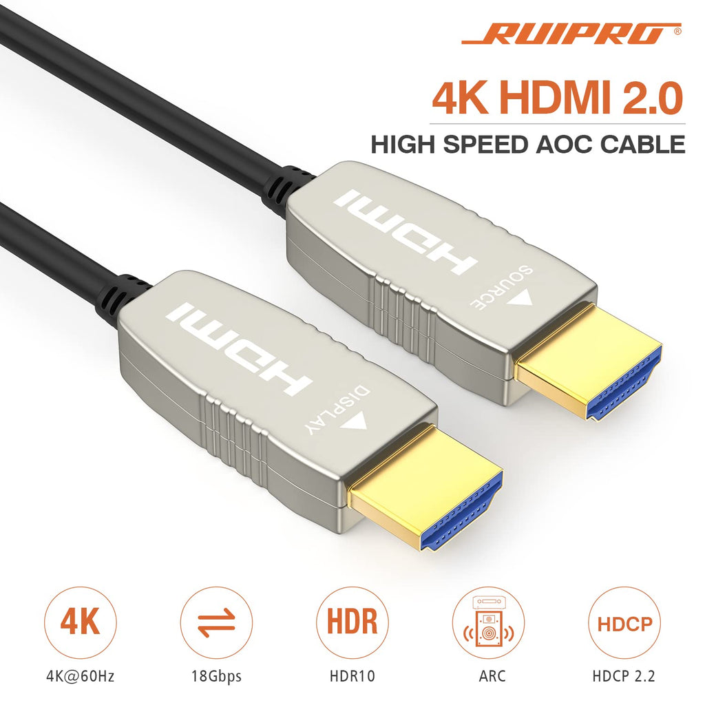 CL2 Rated Fiber HDMI Cable 33 feet 4K60Hz HDMI2.0b 18Gbps ARC HDR10 HDCP2.2 YUV4:4:4 Slim Flexible Optic Cable 10m U834