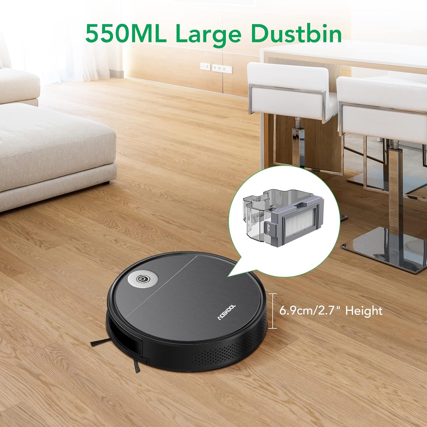 Robot Vacuum Cleaner, 1700pa Suction, 170min Runtime T1512