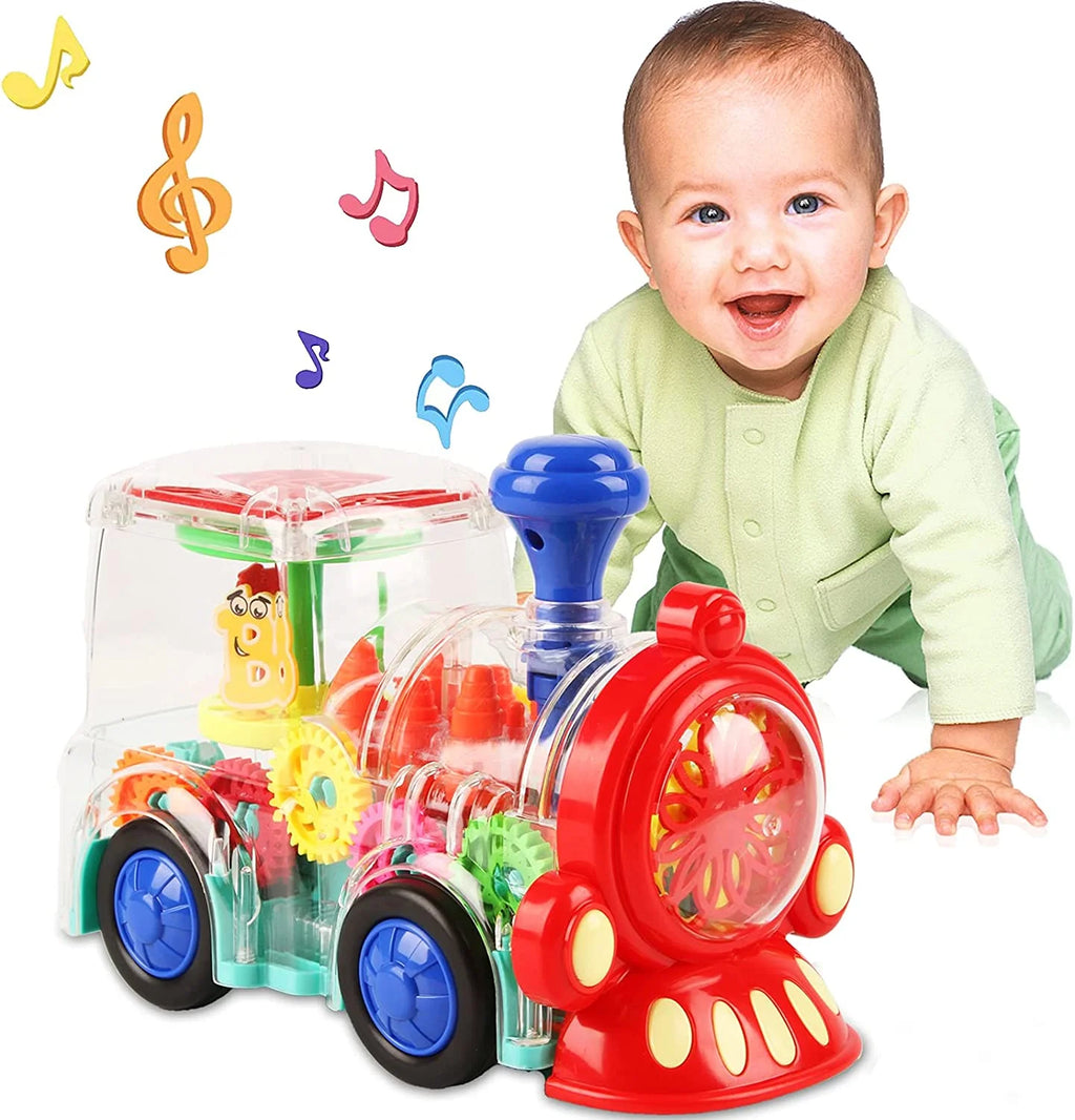 Battery-Powered Baby Train Toy with Light and Music F2588