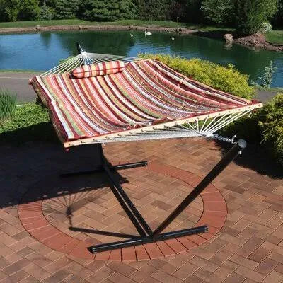 Tropical Orange Spreader Bar Hammock with Stand O665