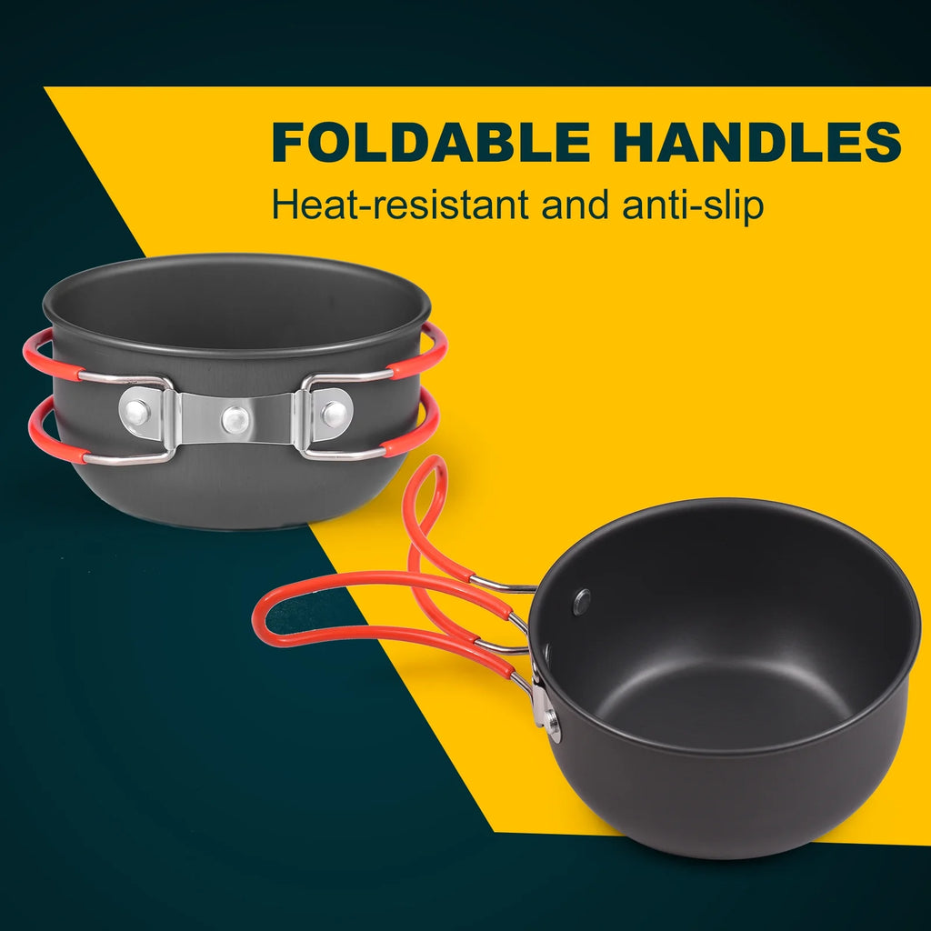 Outdoor Cooking Utensils Set with Camping Stove Lightweight Aluminum Pot and Stainless Steel Cutlery Y27016