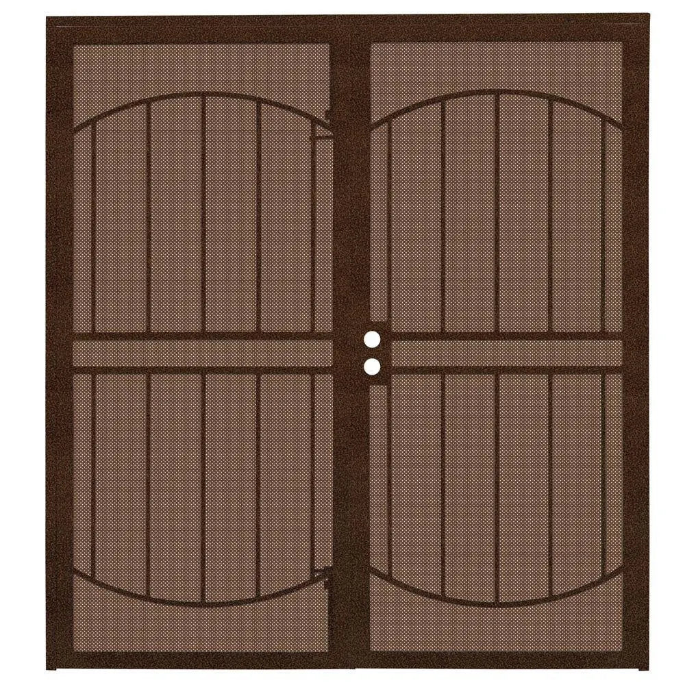 Copper Steel Double Security Door with Expanded Metal Screen T8389