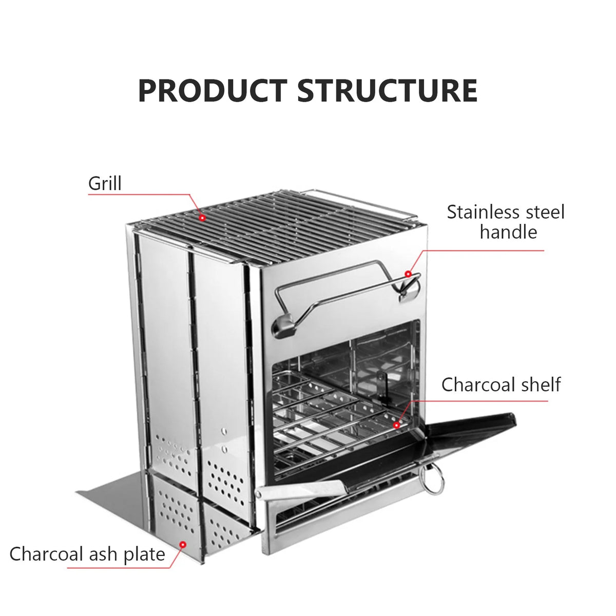Stainless Steel Foldable Charcoal Grill L1916