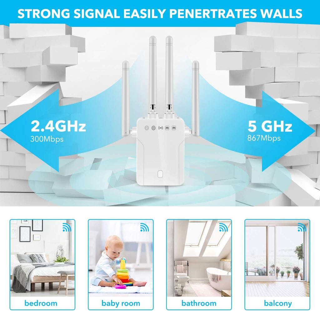WiFi Range Extender 1200Mbps with Ethernet Port Pack of 2 E482510