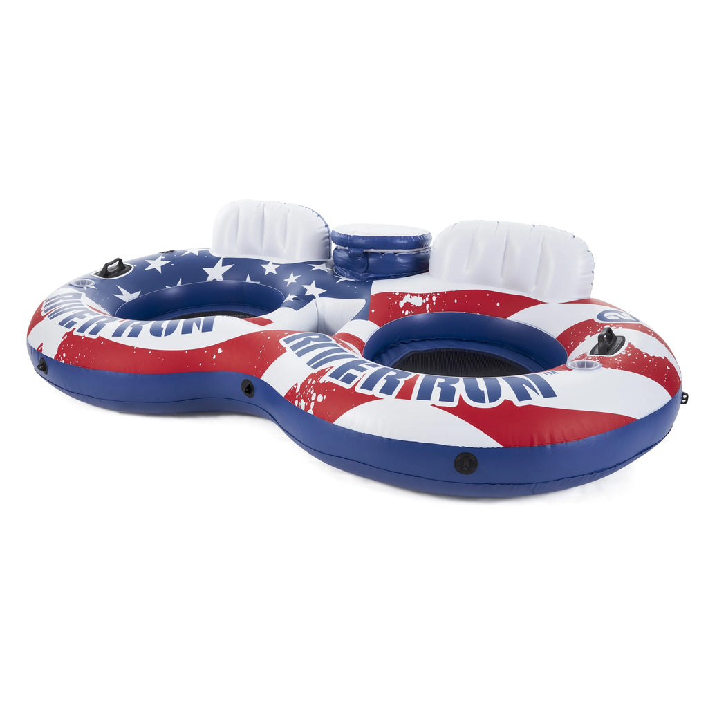 American Flag 2 Person Tube with Cooler and 2 Person Youth Inflatable Raft V7063