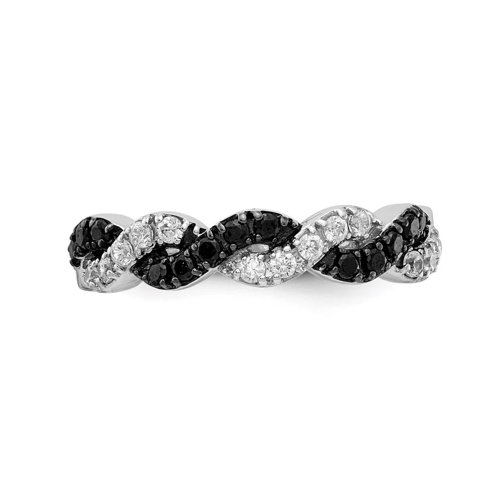 14kt White Gold Black White Diamond Twist Ring A57844