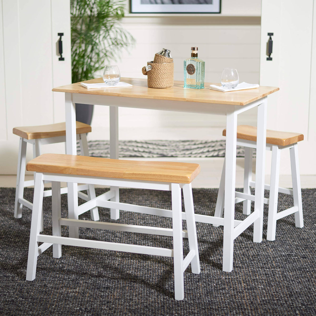 Natural and White 4-Piece Table Pub Set R36008