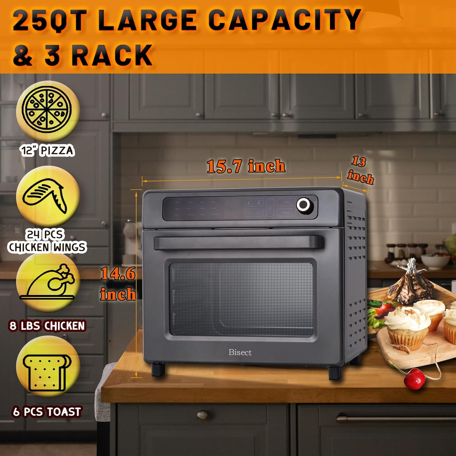 12-in-1 25QT Stainless Steel Air Fryer Toaster Oven L495001